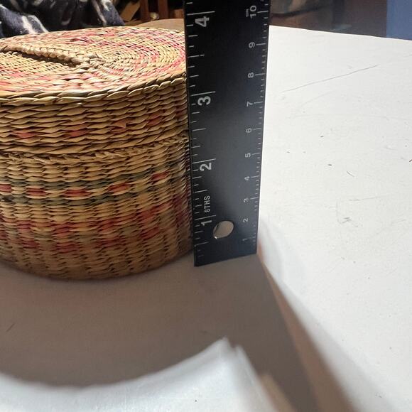 Vtg Handwoven Oval Sweetgrass Nesting Baskets Set of 4 Lidded Boho Storage READ - Picture 7 of 13